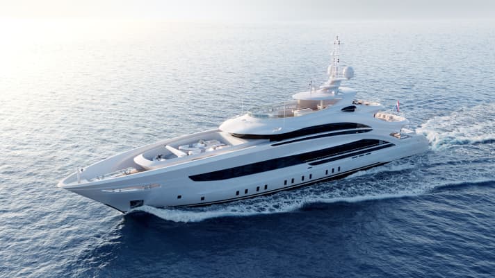 Full of curves: Clifford Denn supplied the lines for the 50-metre "Aura" project. | n.