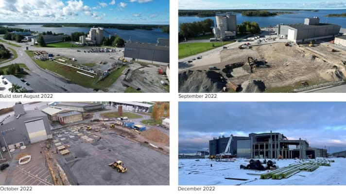 The construction progress of the new 7700 square metre hall.