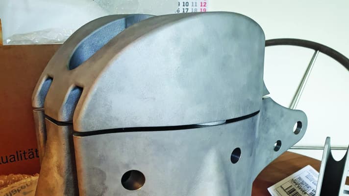 The masthead for the refit of the 60-foot classic "Varuna" was printed from aluminium