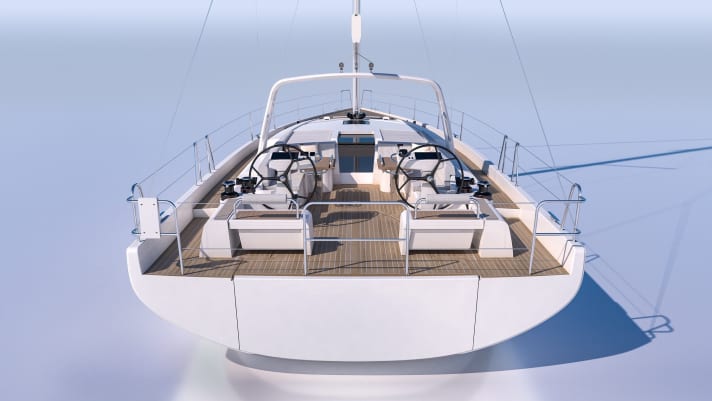La poupe de l'Oceanis Yacht 54 est impressionnante