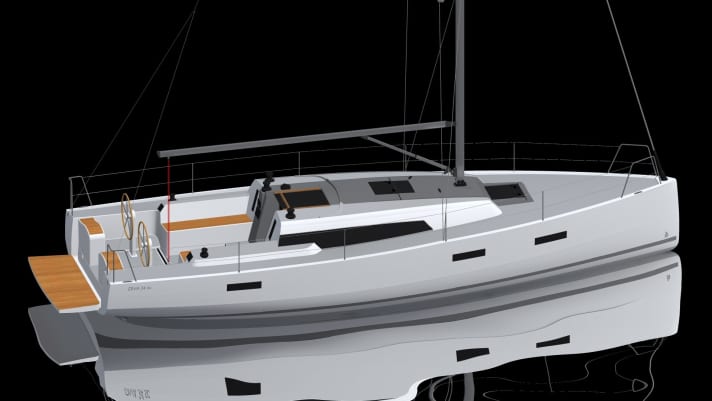   Diva 34 SC, version croisière avec volants et plate-forme de bain