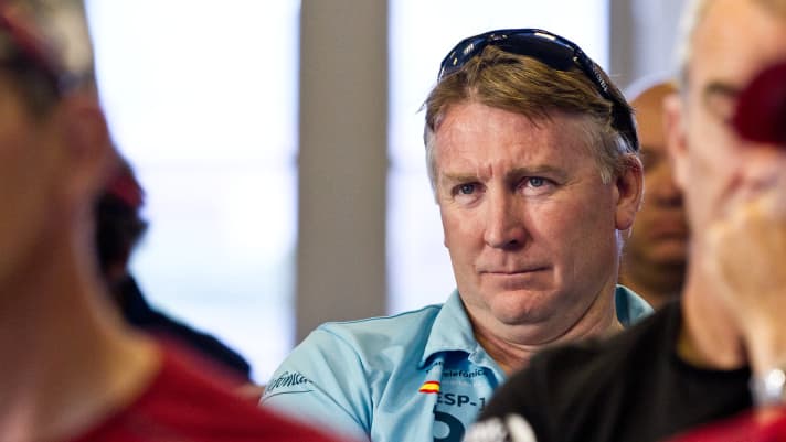   Less than pleased: Andrew Cape, the Australian navigator of the leading Telefonica team, took offence at the award ceremony