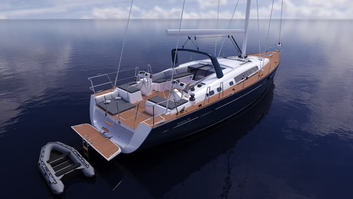   Beneteau Oceanis 60. Das Flaggschiff kommt jetzt mit geschlossener Heckgarage und Sonnen-Lounge auf dem Achterdeck
