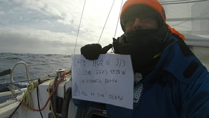   Mandatory photo for the passage of Cape Horn