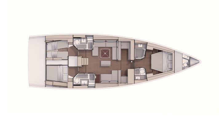   Spacious: three cabins, three bathrooms