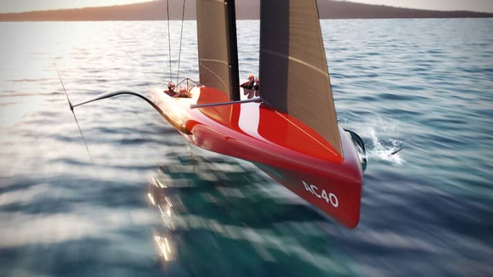   So sollen die neuen AC40-Foiler übers Wasser rasen