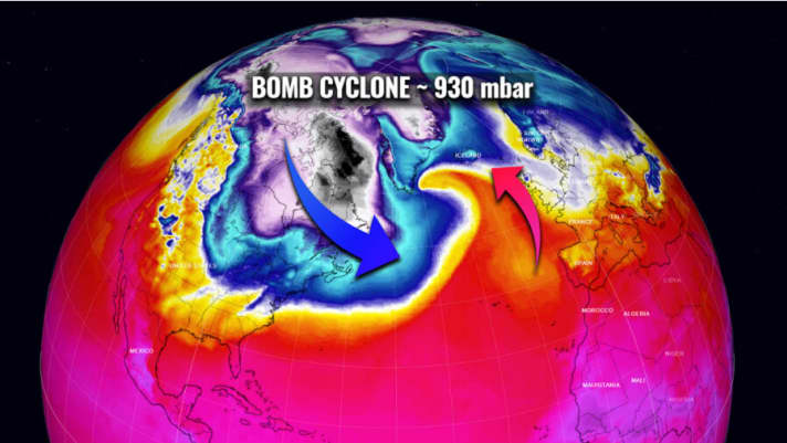   Le graphique météo de Severe Weather sur la tempête islandaise