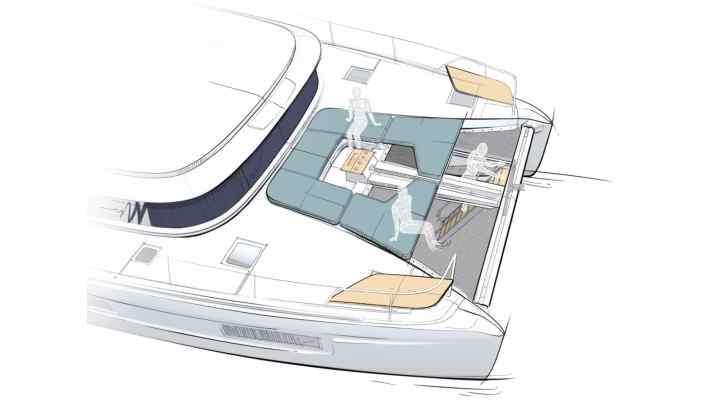 Iconic version: A swimming ladder can be folded out from the trampoline | Illustration: Lagoon