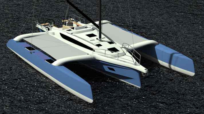 Dragonfly 36 : longueur de la coque 11,55 m, largeur 8,12-3,70 m, poids 4,5 t, à partir de 495 000 euros