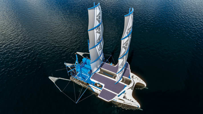 Ce bateau-usine à voile, qui n'est encore qu'en construction, doit récupérer les déchets plastiques dans la mer pour les trier et les recycler à bord. L'initiateur est le navigateur suisse Yvan Bourgnon.