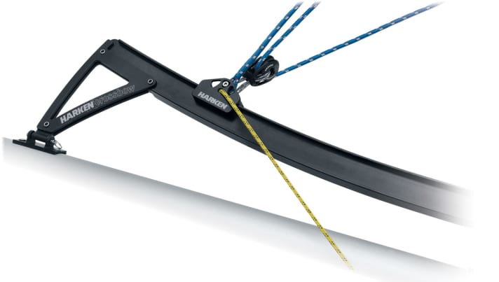   Die Crossbow-Selbstwendefock von Harken kann sich in Richtung des Schotzuges ausrichten