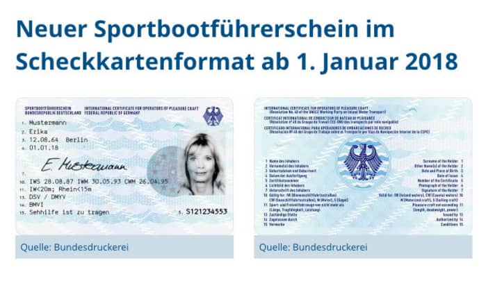   Pleasure craft licence in cheque card format