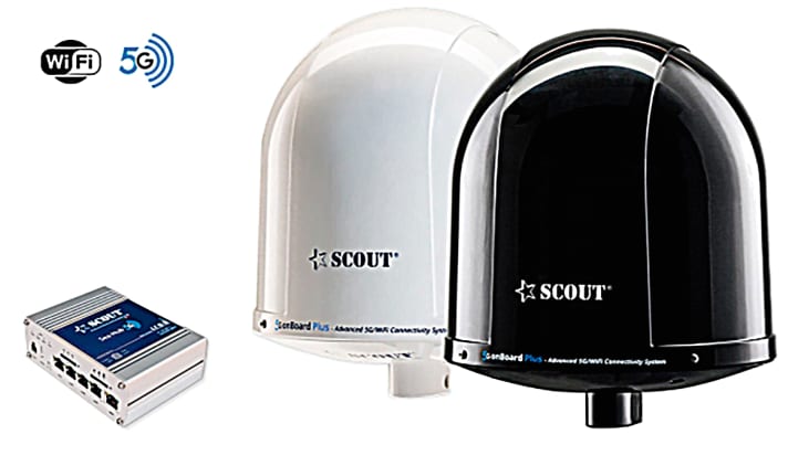 Four 5G antennas are installed in the plastic dome to provide fast internet