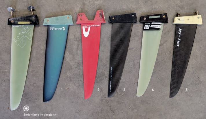 From left to right: JP Slalom 44 series fins, GunSails, Maui Ultra Fins, Select, Patrik, MS-Fins