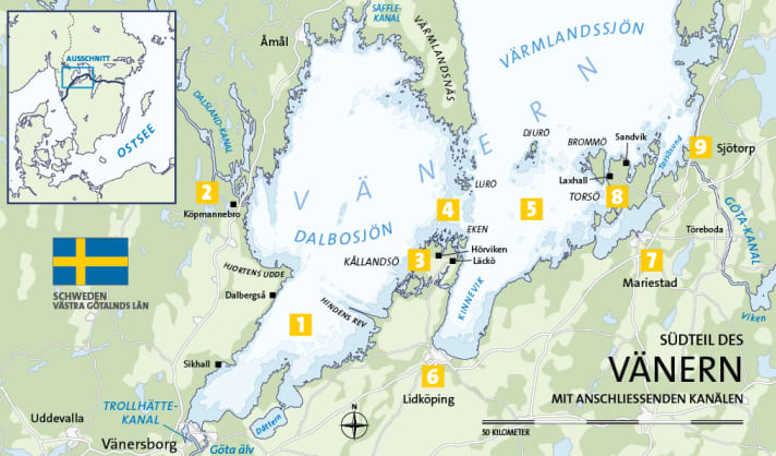 Southern part of Lake Vänern | Map: Christian Tiedt