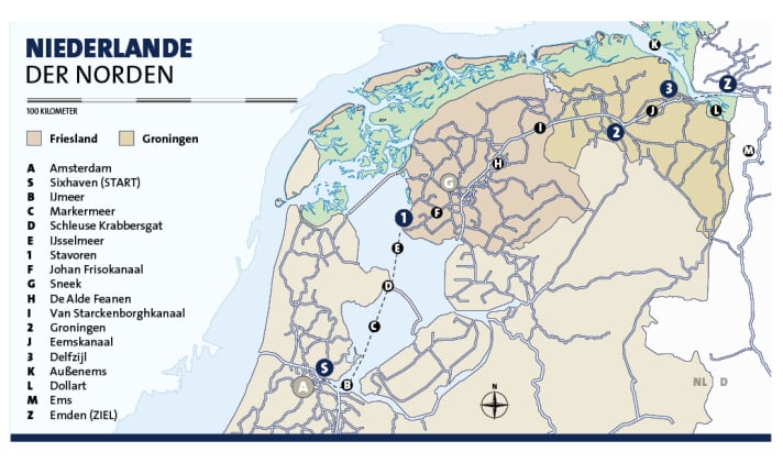 Map of the navigated waterways