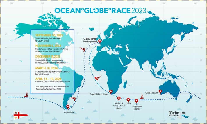 Ocean Globe Race: die bisher geplante Route