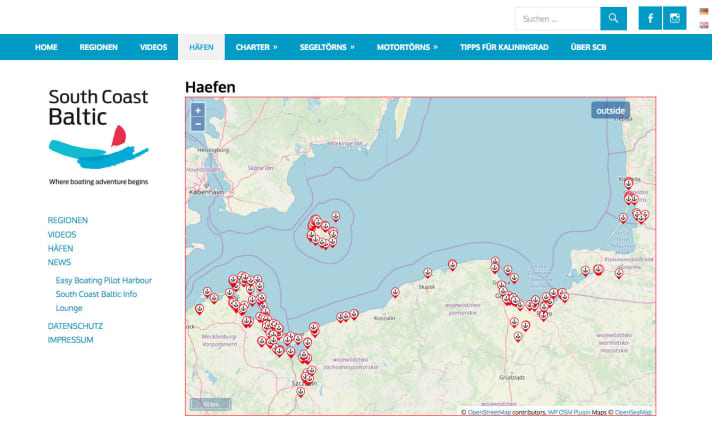   Online-Hafenführer von South Baltic Coast für die Ostseeküste von Ribnitz-Damgarten bis Klaipeda