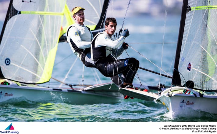   Robert Scheidt e Gabriel Borges si sono distinti per il vento leggero nelle prime regate della settimana di Kiel delle discipline olimpiche.