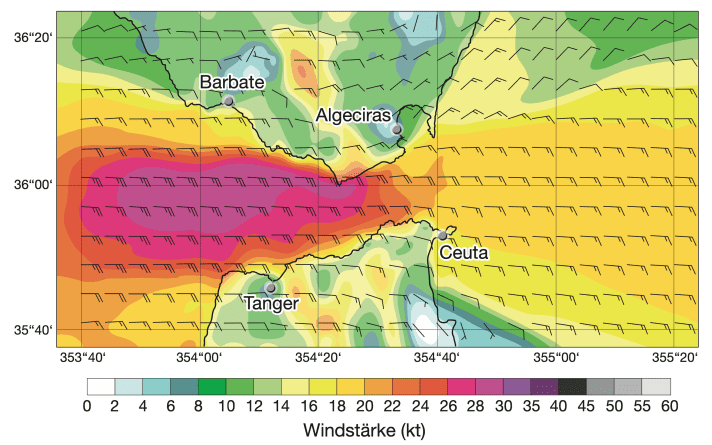 Here you can see the wind distribution at Levante very well.