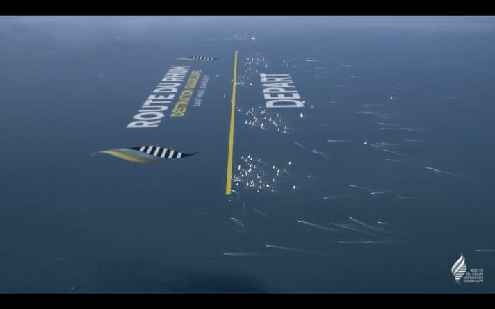 So sah der Start während der Live-Übertragung aus. Man sieht, dass einige Boote bereits sehr deutlich die Linie überquert hatten. So prüfte Rennleitung alle Frühstart-Verdachtsfälle auch am frühen Abend des 9. November noch. Bis 18 Uhr gab es keine offizielle Liste oder Bestätigungen von Frühstartern | 