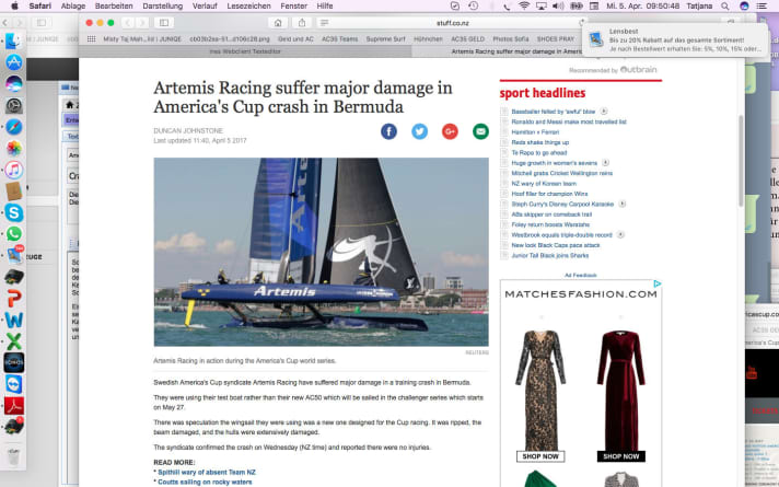   The New Zealand online magazine "Stuff.co.nz" also reports on the Swedish crash