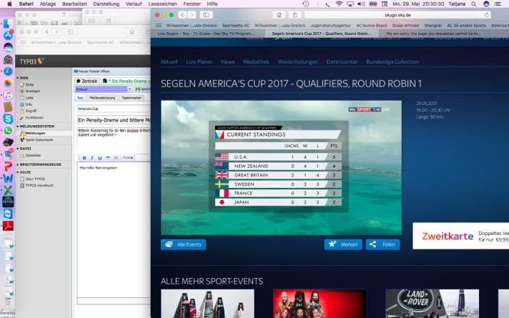   Mi-temps dans le tour de qualification : le favori et tenant du titre Oracle Team New Zealand mène le peloton