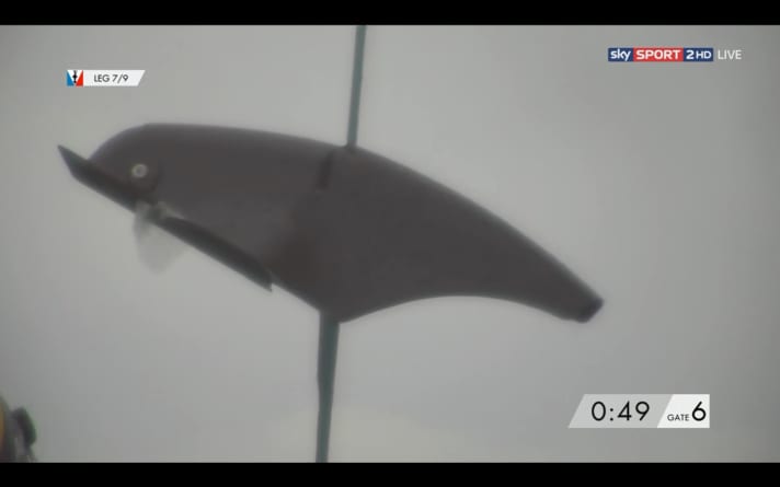   Flying piece of equipment that has become entangled