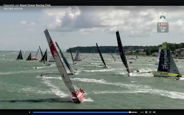   Immagine attuale della partenza della Rolex Fastnet Race 2017 da domenica pomeriggio