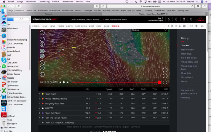   Uno sguardo alle attuali condizioni di vento, ancora molto impegnative per gli equipaggi che si avvicinano a Capo Horn. Team Brunel continua a guidare la flotta. Il giro di boa è previsto per giovedì