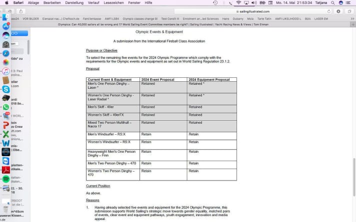   Der Vorschlag der Internationalen Fireclass Class Association zu den olympischen Disziplinen für 2024 erschien wie ein heiterer Versuch, dem Ringen um die "richtigen" Segeldisziplinen für die olympische Zukunft ein Ende zu bereiten: einfach alles so lassen, wie es ist