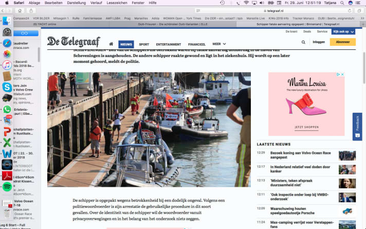   So berichtete die führende niederländische Tageszeitung "De Telegraaf" vom Unfall