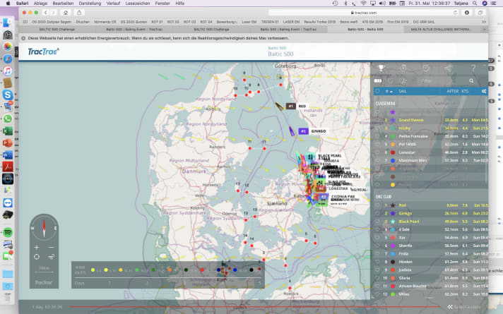   The interim results from Friday morning after the first night at sea