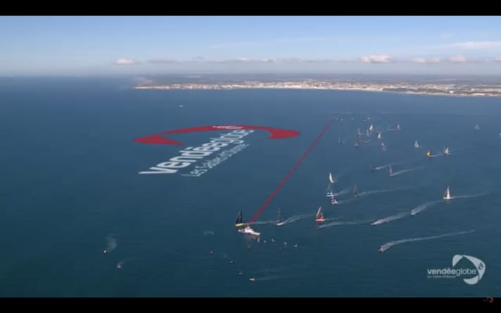   The starting shot off Les Sables d'Olonne was fired at 2.20 pm after a delay of one hour and 20 minutes