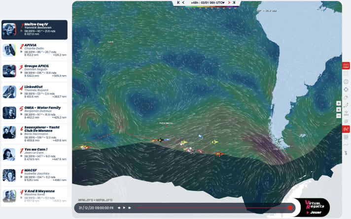   Interesting preview: If you "fast-forward" the weather forecasts by 48 hours, you get this uncomfortably stormy view for Saturday at Cape Horn - the low can be recognised in purple
