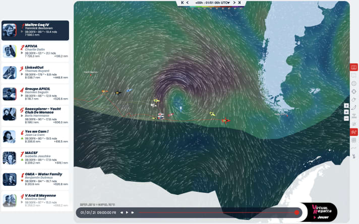   The positions from New Year's morning at the end of the 54th day at sea