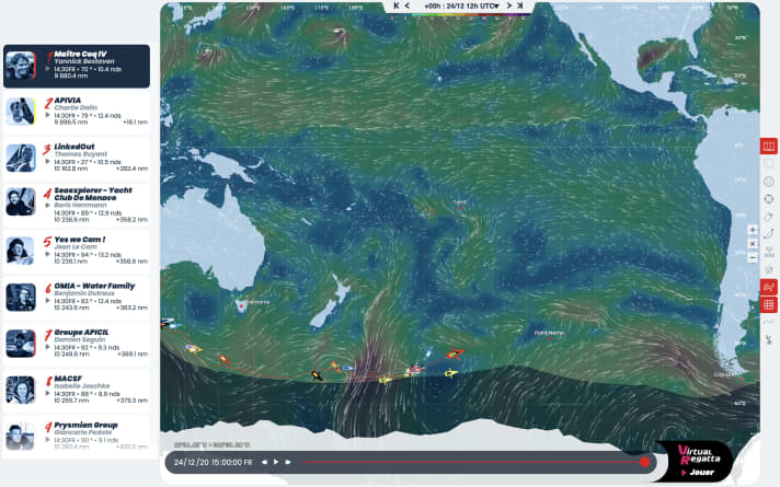   The positions at the end of the 46th day at sea on Christmas Eve at 1 pm German time