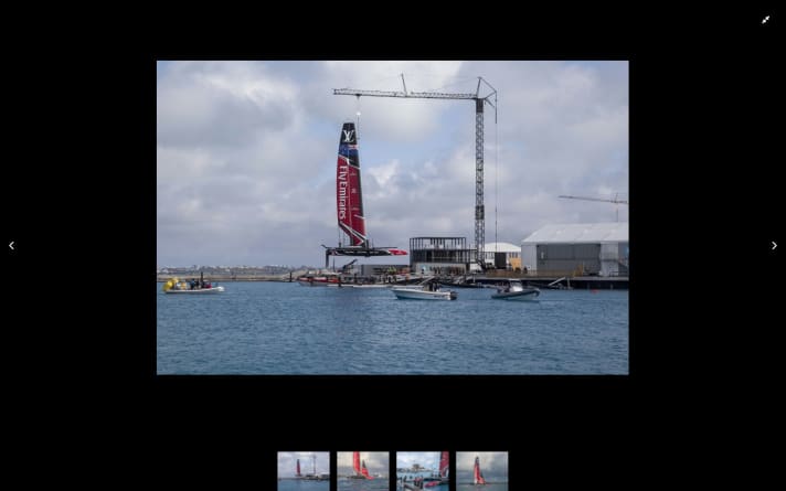   Das Emirates Team New Zealand zum ersten Mal im Einsatz auf dem Great Sound