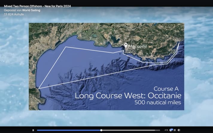   Mixed offshore sailing at the 2024 Olympics: course option A