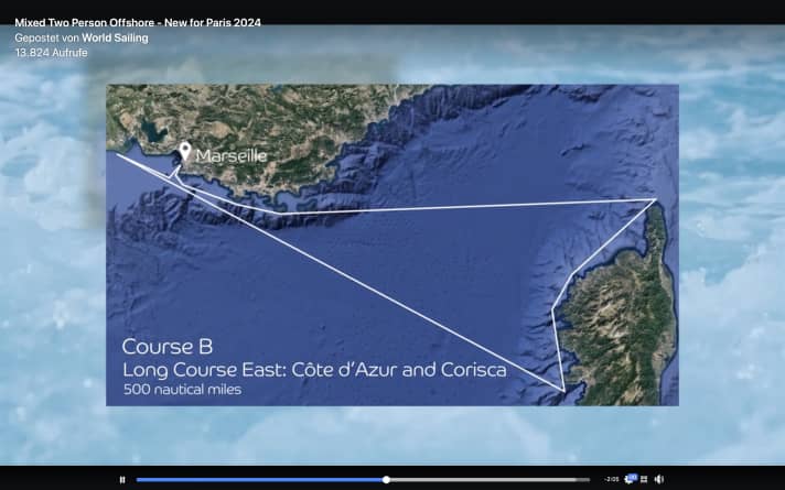   Mixed offshore sailing at the 2024 Olympics: course option B
