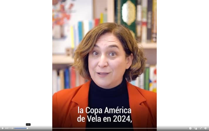   La maire de Barcelone, Ada Colau, annonce l'attribution des droits d'organisation de la 37e America's Cup sur sa page Facebook