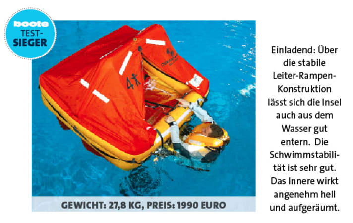Life rafts in the test