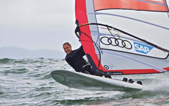   Windsurferin Moana Delle kann mit dem zweiten Zwischenrang auf ihrem Heimatrevier zufrieden sein