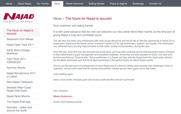   Farewell words from the Najad boss