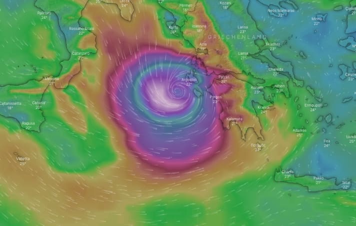   The Windy view of the gust potential