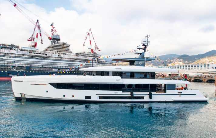 Tankoa is travelling from Genoa with the 45-metre GO, the first T450, a semi-custom model based on a design by Cassetta.