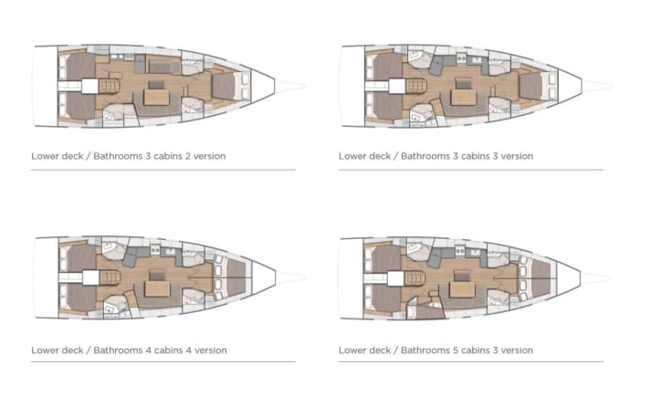   L'Oceanis 46.1 offre quattro layout di cabina