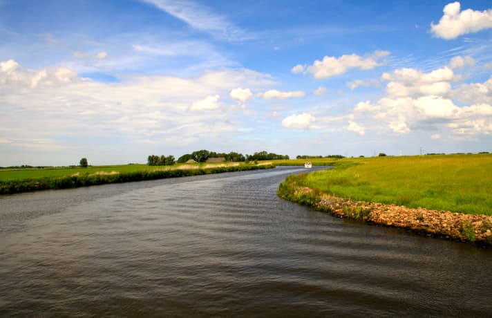   Netherlands: Travelling by boat in the province of Groningen.