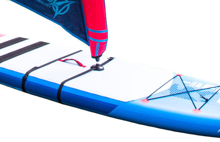 The first strap holds the mast base