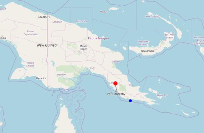 Der blaue Punkt markiert die Stelle, an der der Überfall stattfand